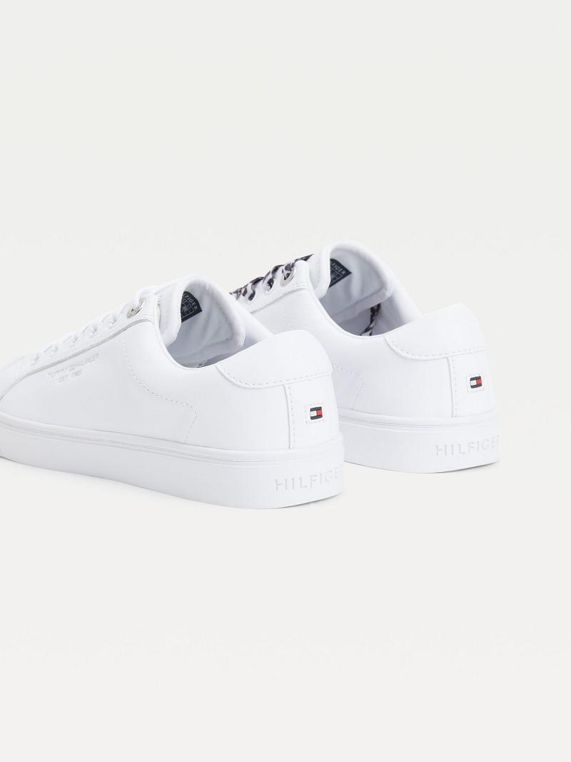 Női Tommy Hilfiger Bőr With Leopard Print Laces Alkalmi Cipő Fehér | HU 589CTV